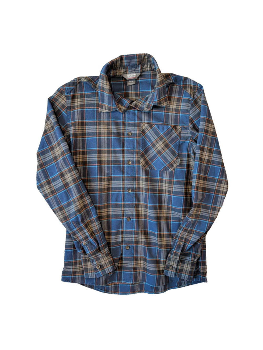 Outdoor Research Kulshan Flannel Button Up Shirt Size M Mens Blue Grey Hiking